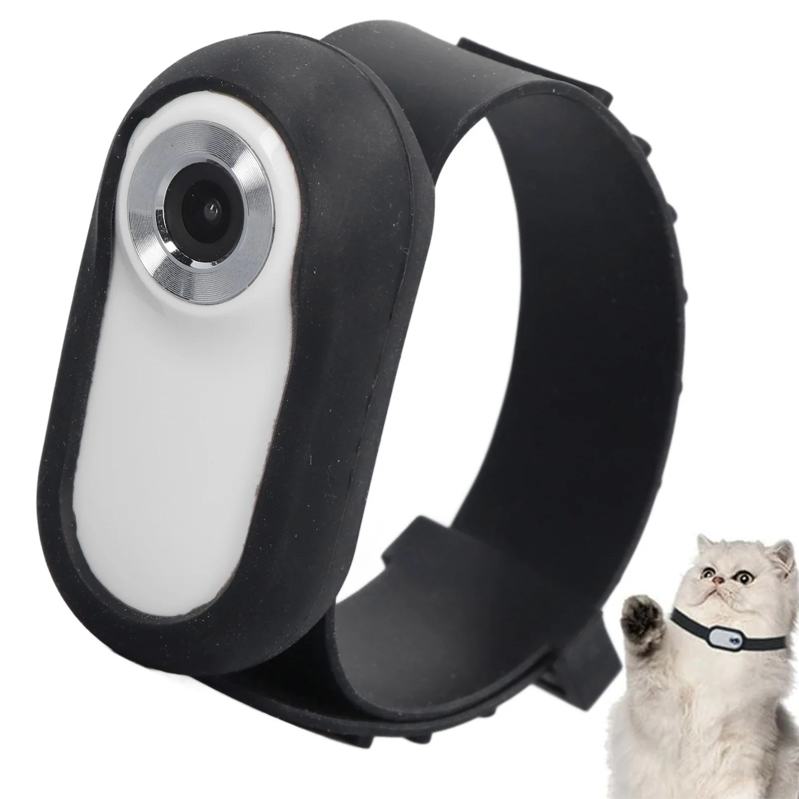 Pet Action Camera Small Pet Collar Camera 0.96in Screen Lightweight Full HD Rechargeable with Video Records for Cat for Outdoor