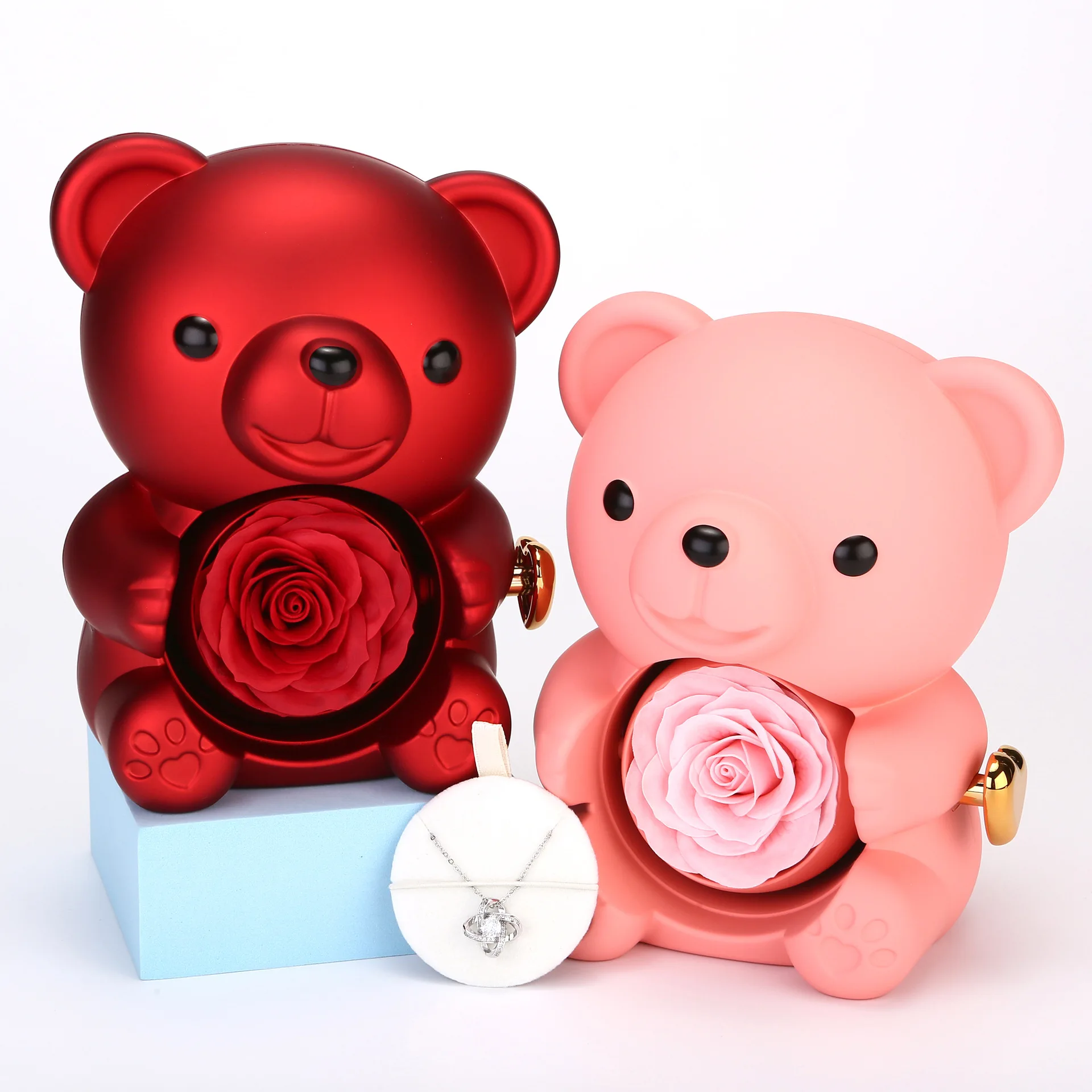 2025 Valentine'S Day Packaging Gift Box For Couple Wifi Rose Bear Jwelry Necklace Ring Gift Case