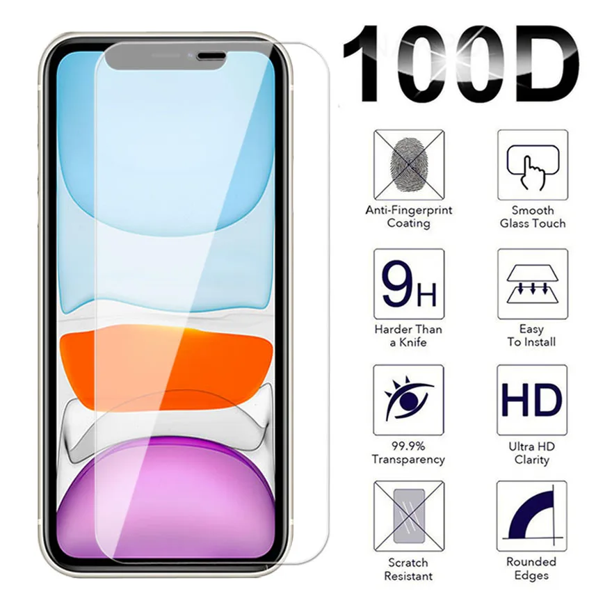 Transparent Tempered Glass For iPhone 11 12 7 8 Plus Pro Max Screen Protector For iPhone 12 mini X XS XR Max SE 2020 Glass Film