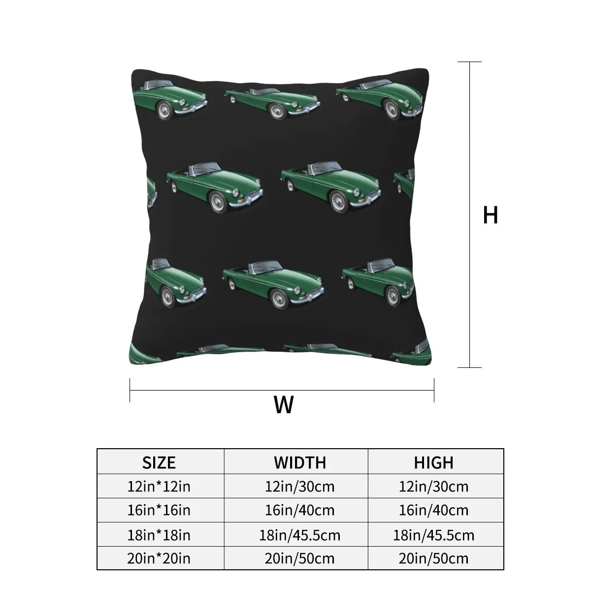 MGB Roadster In British Racing Green Square Pillowcase Pillow Cover Cushion Decor Comfort Throw Pillow for Home Bedroom