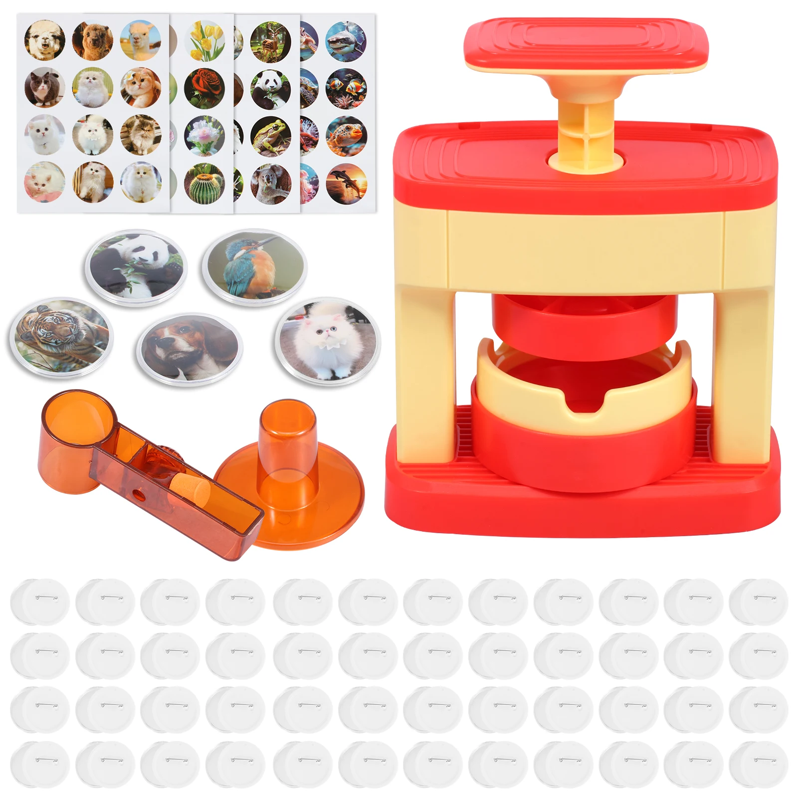 

Kid Badge Maker Machine Set DIY Pin Button Maker Machine Badge Punch Press Kit with 48/96pcs Part Picture Cutter for Student Kid