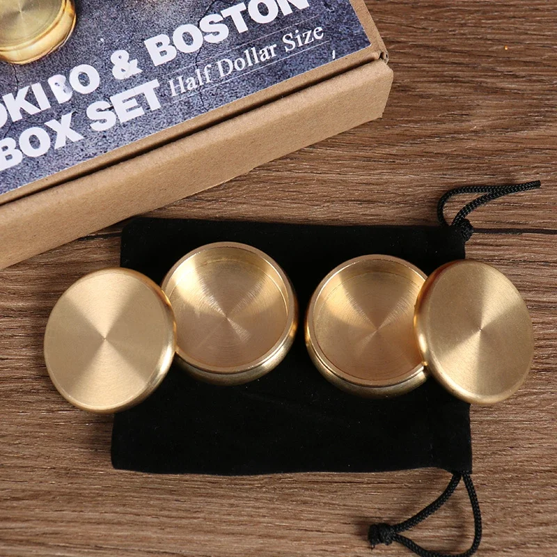 Buddha Okito & Boston Box Set (Half Dollar Size)  Magic Tricks Close Up Illusions Gimmick Props Mentalism Coin Penetrate Vanish
