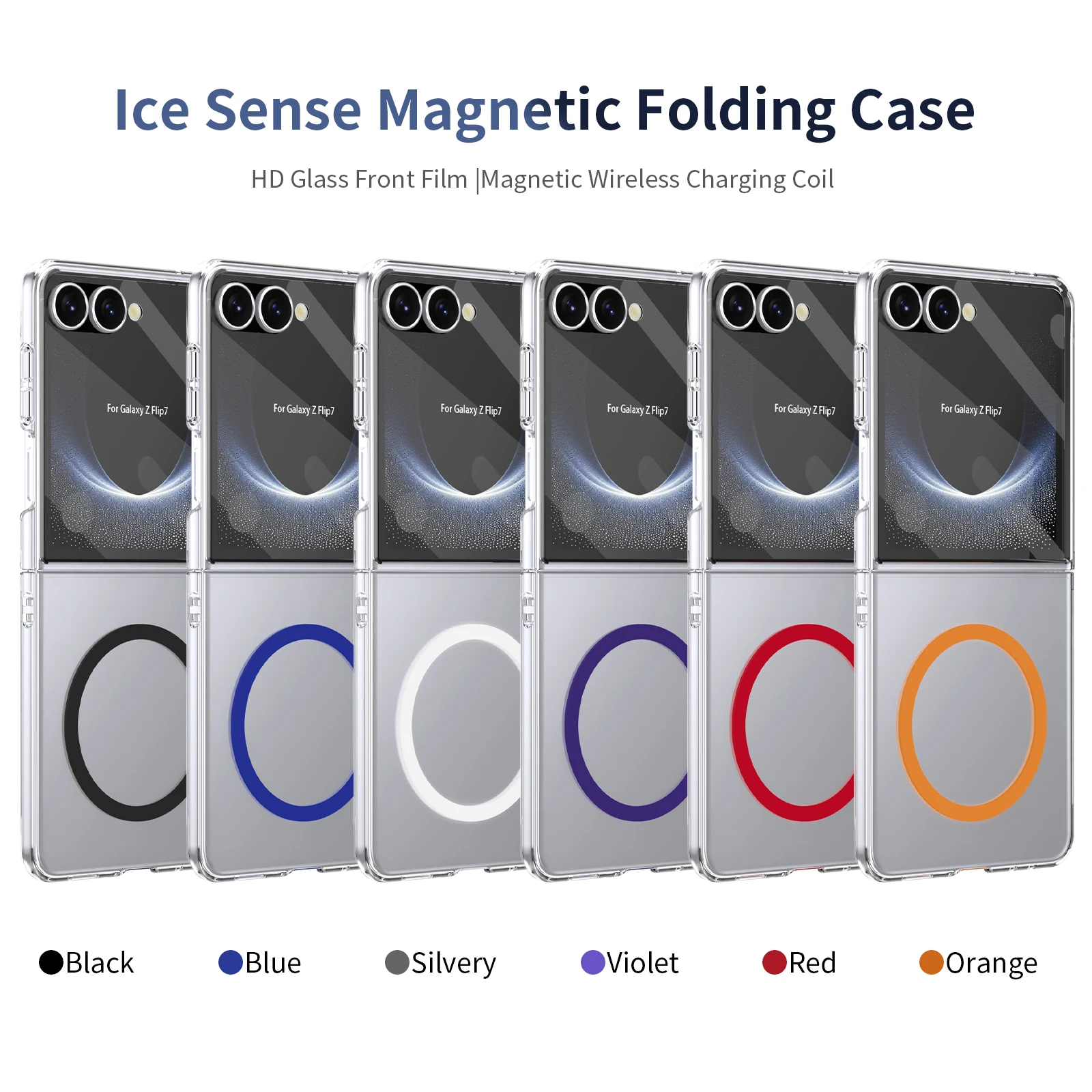 

For Magsafe Magnetic Wireless Charging Phone Case for Samsung Z Flip 7 6 5 4 3 HD Anti-drop Tempered Film Shockproof Back Cover