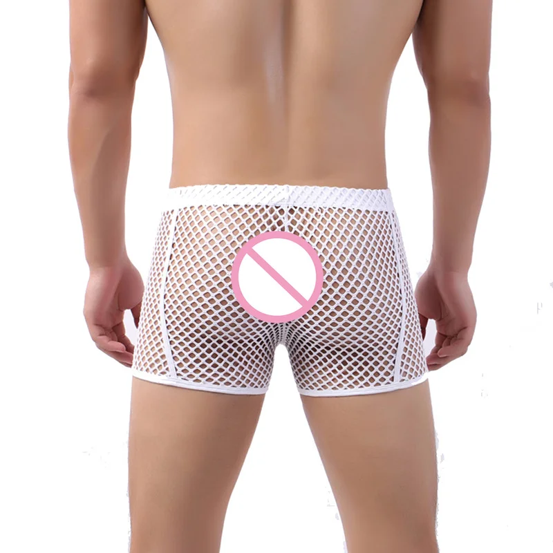 Sexy Mens Underwear Mesh Boxers Fish-Net See Through Boxer Shorts Breathable Underpants Male Panties Men Hollow Out Boxershorts