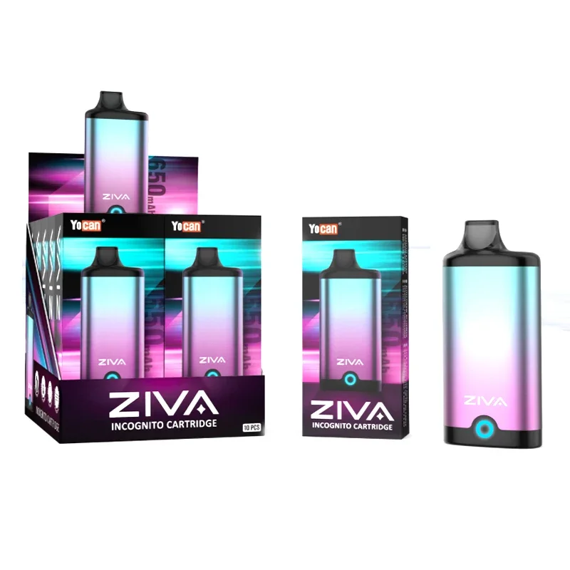 Nowa inteligentna przenośna bateria Yocan Ziva Vape Mod 650mah 10S wstępnie podgrzewane pudełko Vape 2.6V/3.2V/3.8V (kartry nie są dołączone)