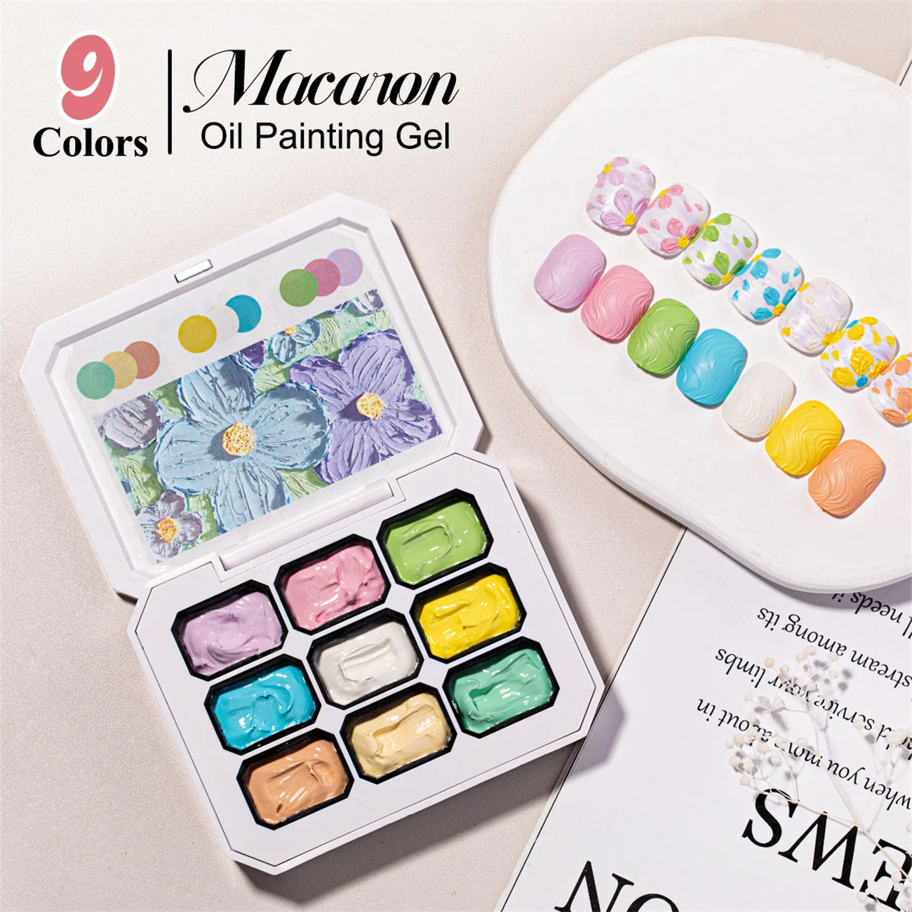1pc 9-color Makaron solid nail polish popular color patting gel oil painting gel gradual color UV&LED gel nail art creation diy