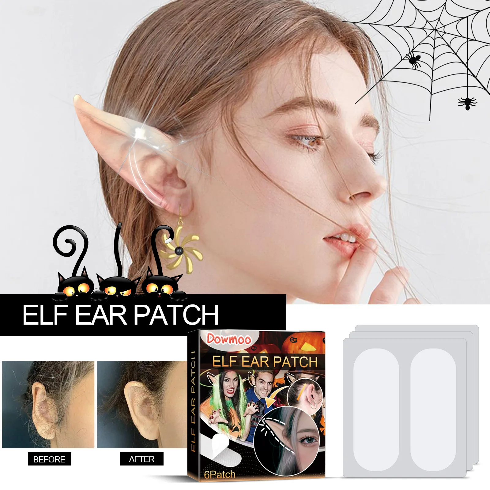 Transparent Ear Styling Stickers Strong Stickiness 3 Pairs Ear Shaper Safe Not Irritating Soft Comfortable Halloween Accessories