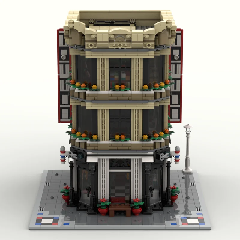 

Модель городской улицы City Street View, строительные блоки MOC, модель тату-салона и парикмахерской, технологические кирпичики, игрушки для самостоятельной сборки, конструктор, подарок