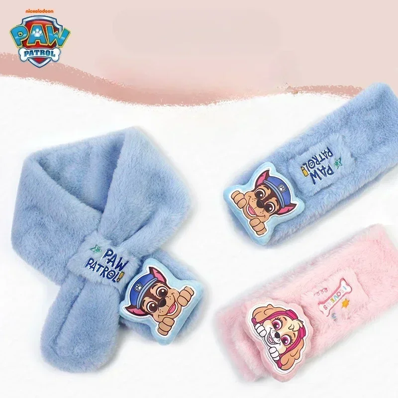

Genuine Paw Patrols Thicken Cross Collar Scarf Kids Girls Glove Warm Winter Muffler Fur Peluche Cute Neckerchief Kids Xms Gift