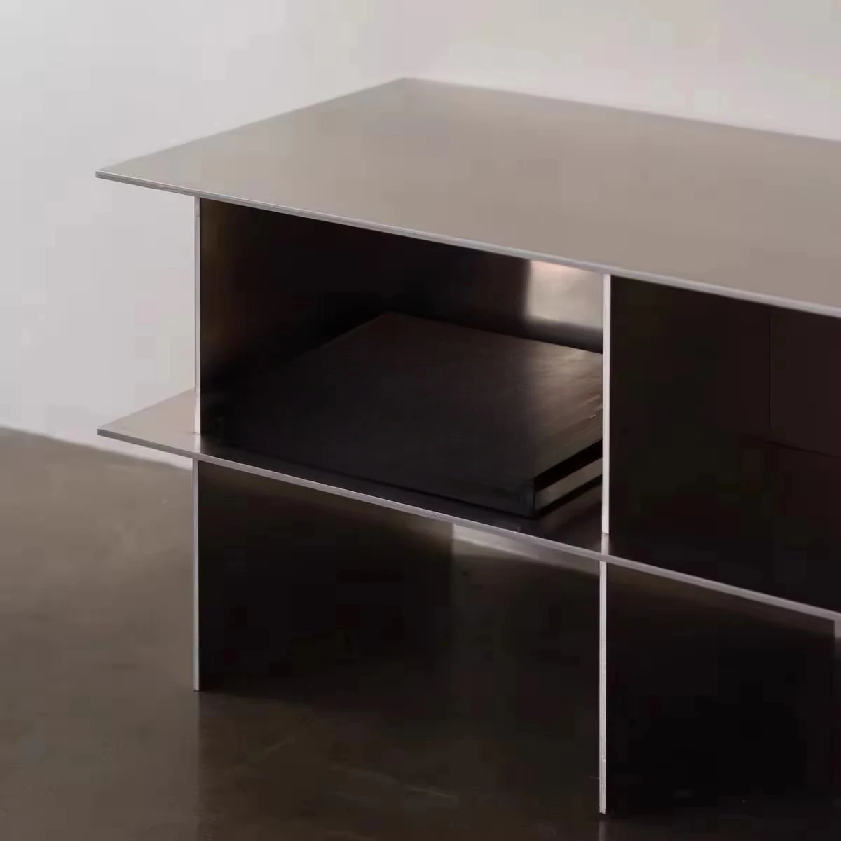 Stainless steel TV cabinet storage metal texture industrial style simple living room furniture