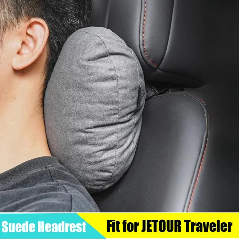 

Car Suede Headrest Lumbar Rest Suitable for JETOUR Traveler T2 2023+ Modified Light Luxury Suede Neck Pillow Car Interior Parts