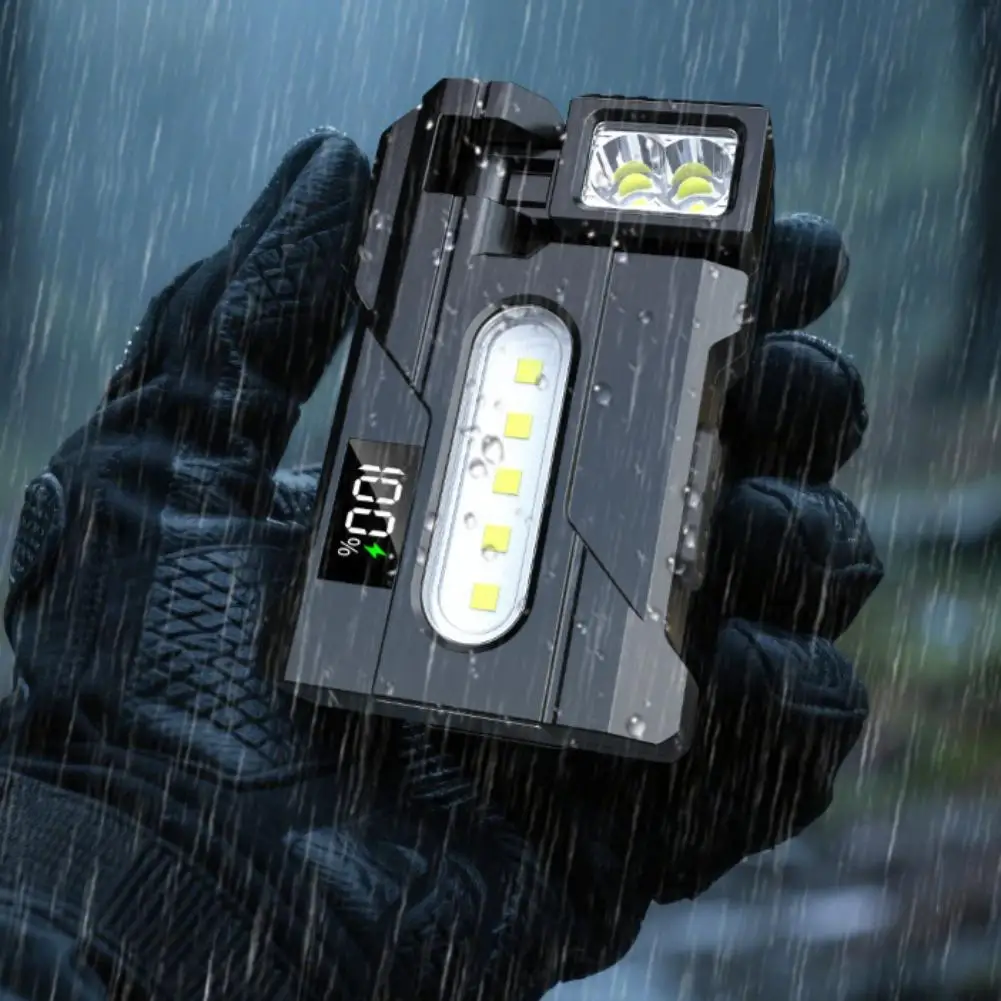 Senter Isi Ulang 1200 lumens Magnetik Multi-Sudut Berputar Senter Mini Portabel Senter Saku Portabel