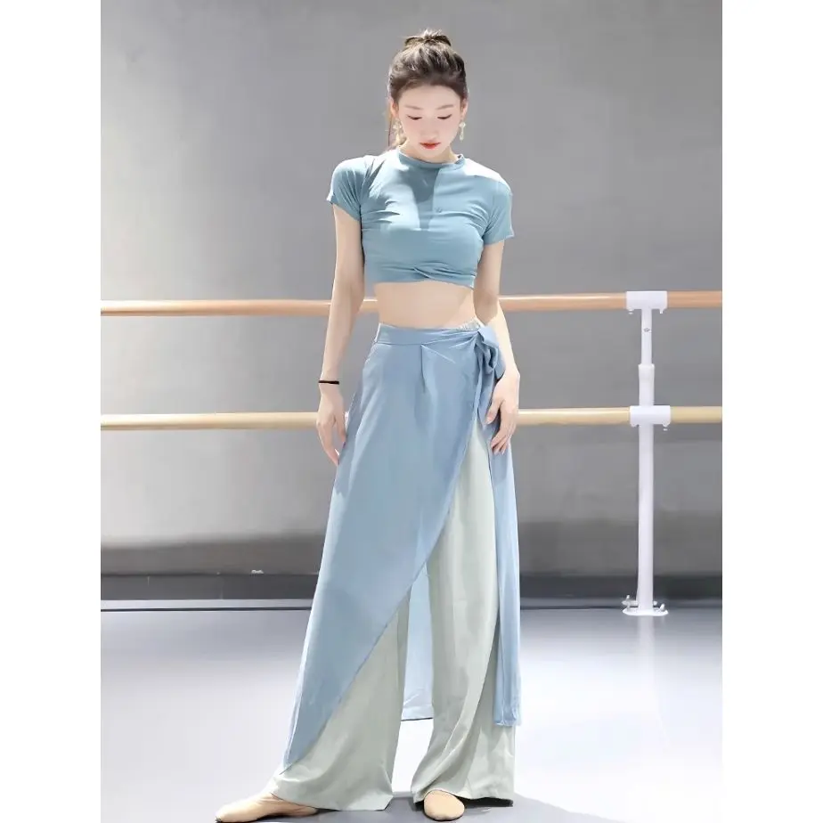 سراويل رقص عصرية، ملابس أداء صيفية خفيفة الوزن، سراويل رقص كلاسيكية واسعة الساق، سراويل تدريب رقص