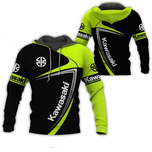 2024 nueva primavera y otoño impresión 3D Kawasaki Ninja motociclismo todoterreno pulóver deportes extremos aventura Sudadera con capucha Unisex