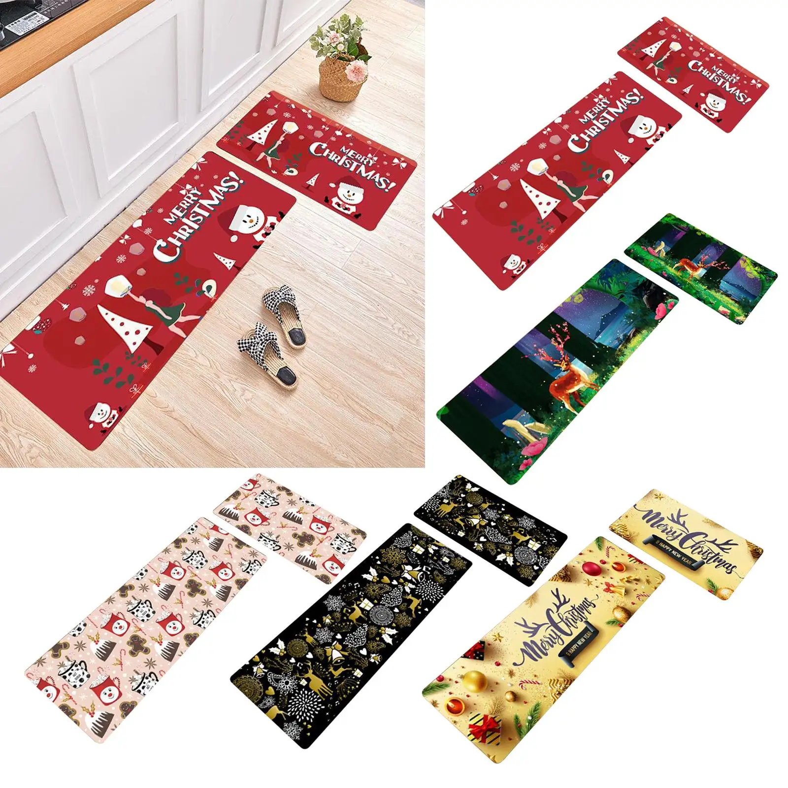 2Pcs Non-Slip Soft Kitchen Mat Bath Rug Doormat Runner Carpet Set 40*60/120cm
