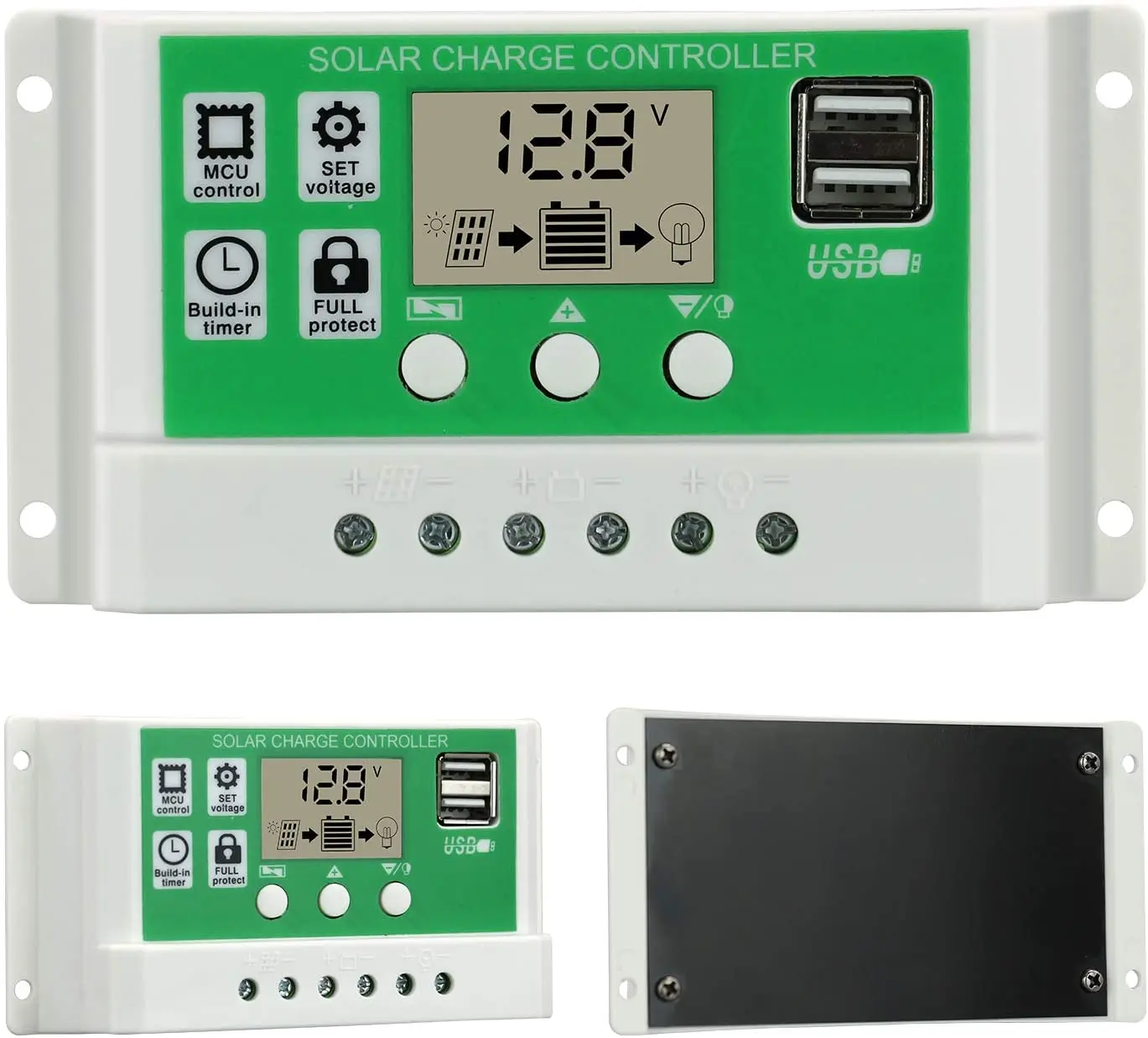 100/20/10A PWM Solar Charge and Lead Discharge Controller LCD Display Dual USB Auto Solar Cell Panel Charger Regulator 12-24V