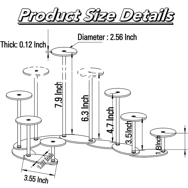 9 Tier Transformable Acrylic Display Stand Mini Figures Collectibles Organizer Holder Cupcakes Makeup Jewelry Display Riser