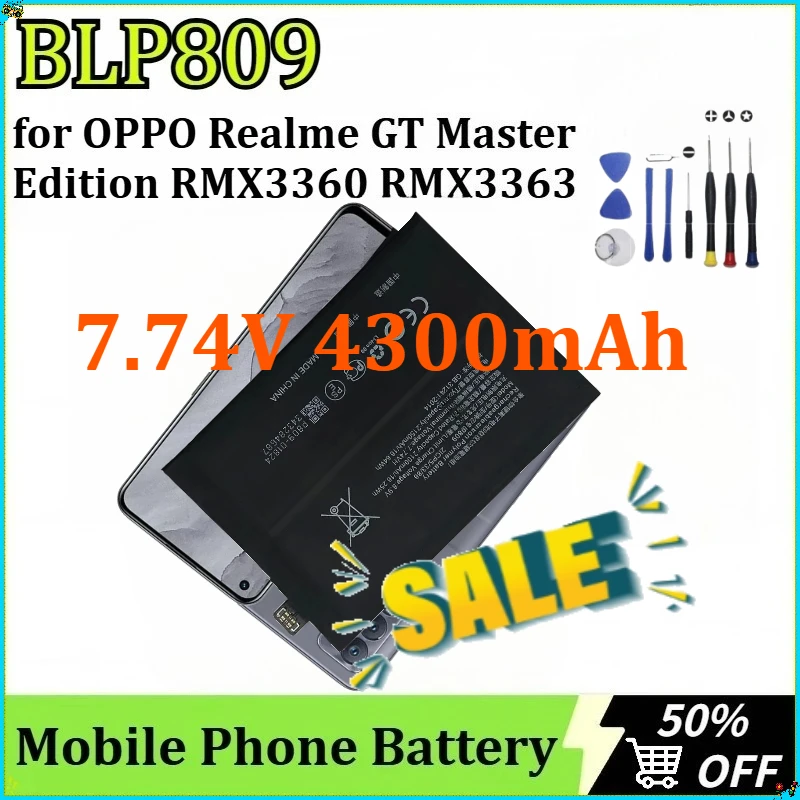 

BLP809 for OPPO Realme GT Master Edition RMX3360 RMX3363 Replacement High-Capacity Mobile Phone Battery 7.74V 4300mAh + Tools