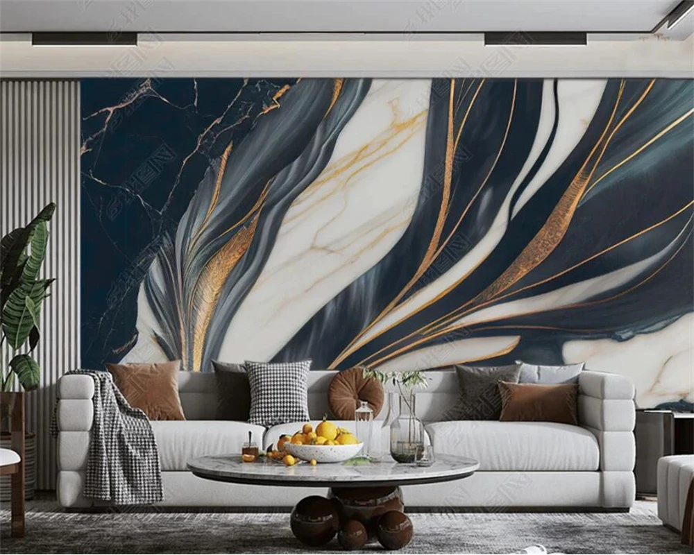 beibehang Customized latest modern minimalist art marble TV sofa bedroom living room decoration painting background wallpaper