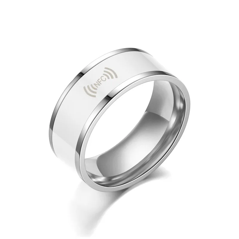 Cross Border NFC Mobile Phone Tag Smart Ring Stainless Steel Smart Wearable Ring Smart Ring White Full Circle