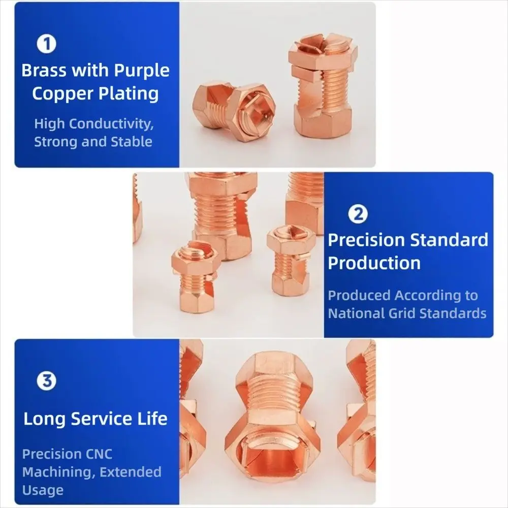 New TJ Series Split Bolt Connector Sturdy Durable Copper Split Bolt Copper Split Connector