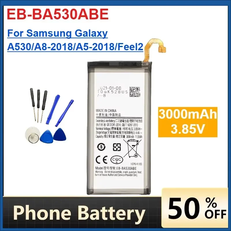 

EB-BA530ABE 3000mAh Mobile Phone Lithium Battery for Samsung Galaxy A530/A8-2018/A5-2018/Feel2 Batteries + Tools