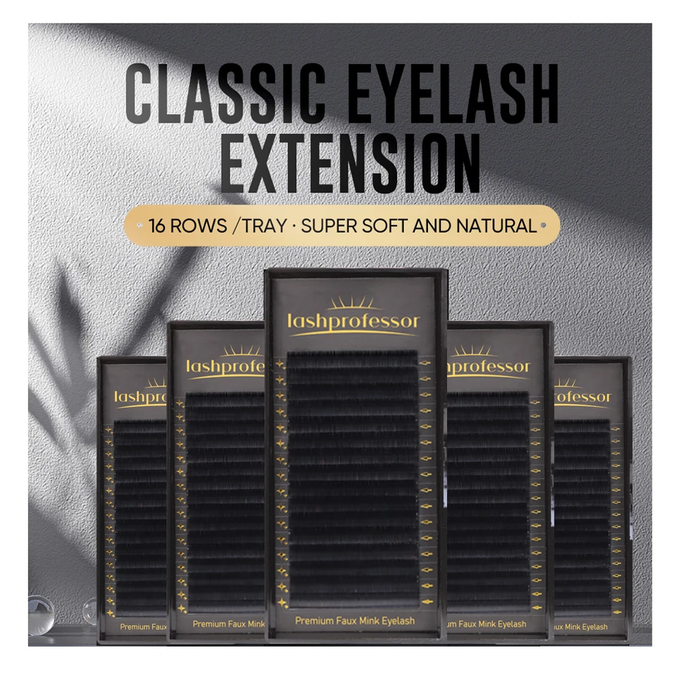 Lashprofessor 16Rows All Sizes Faux Mink Individual Eyelashes Cashmere Classic Eyelash Extension Russian Volume Lash Silk Cilia