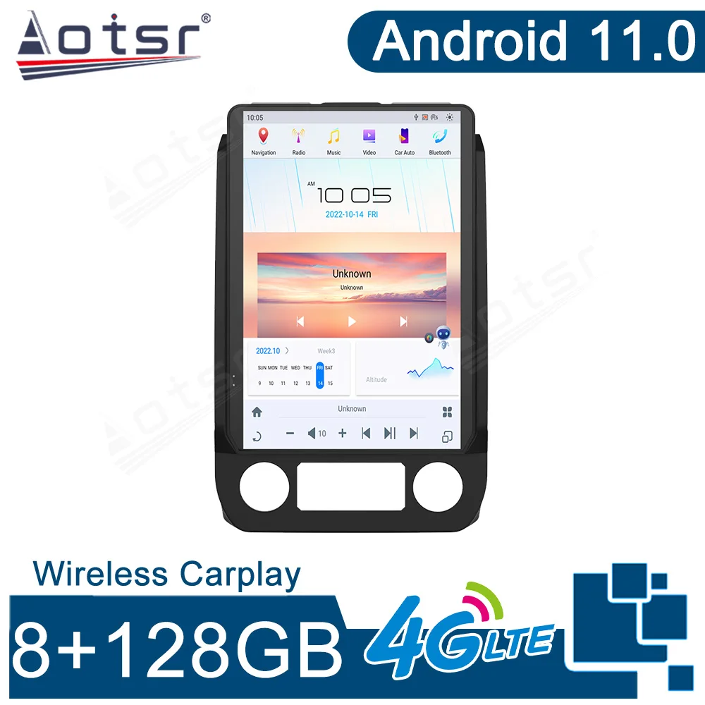 14.4‘’Car Multimedia Player Carplay Android 14 GPS Navigation 4G WiFi Stereo Screen Car Radio For Ford F150  2015-2021 Qualcom