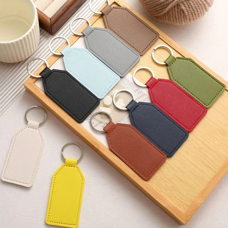 

Custom Logo Hexagon Keychain PU Leather Personalize Name Bag Fashion Keyring Pendant Laser Number Car Key Chain Event Gift