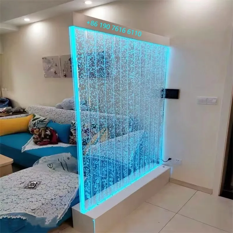 الحديثة مخصص ديكور المنزل LED فقاعة الماء الجدار 16 لون الاكريليك لوحة جدار التقسيم غرفة مقسم تصميم نافورة الشلال