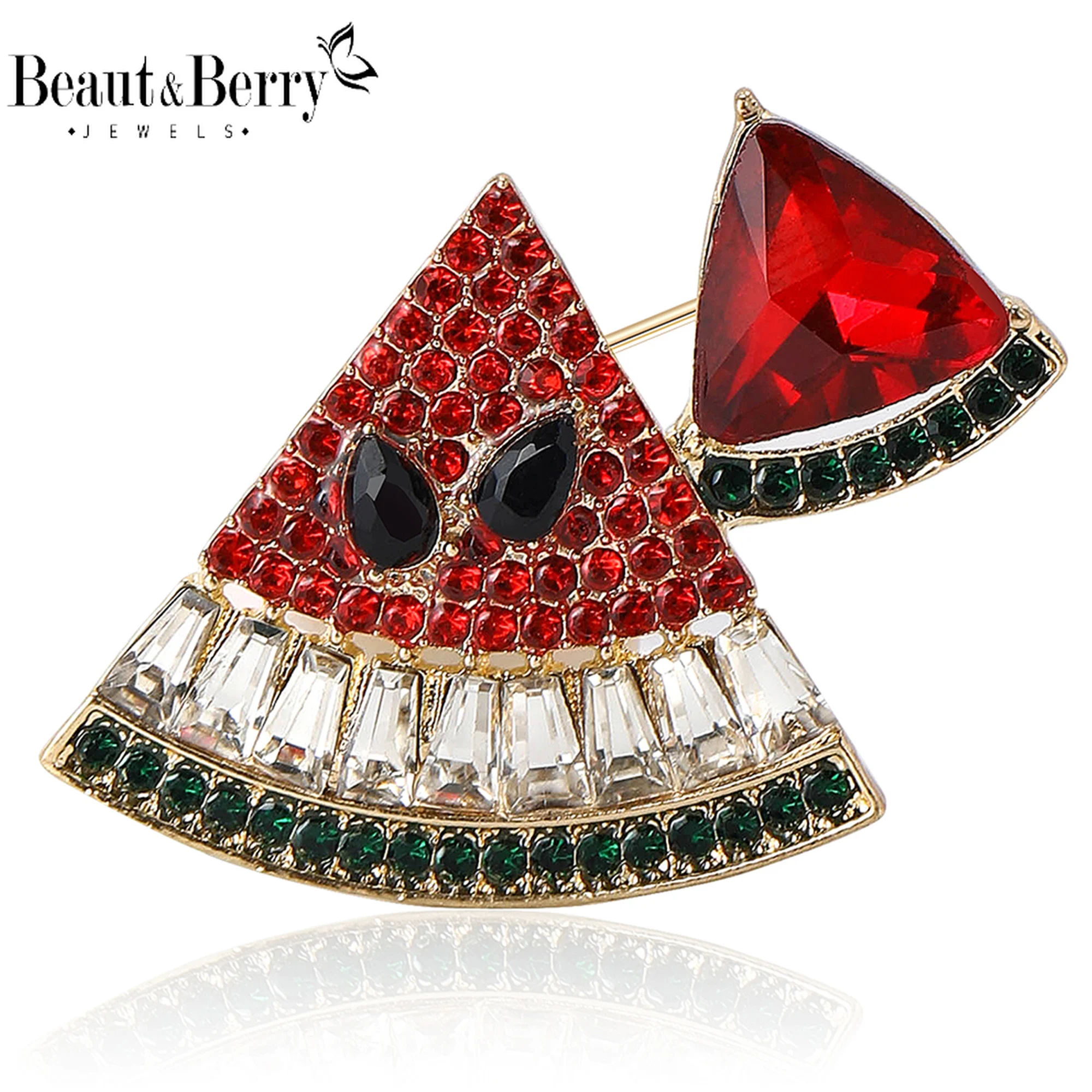 Beaut & Berry Broches de melancia com strass para mulheres unissex alfinetes de plantas de frutas disponíveis acessórios de festa casuais presentes
