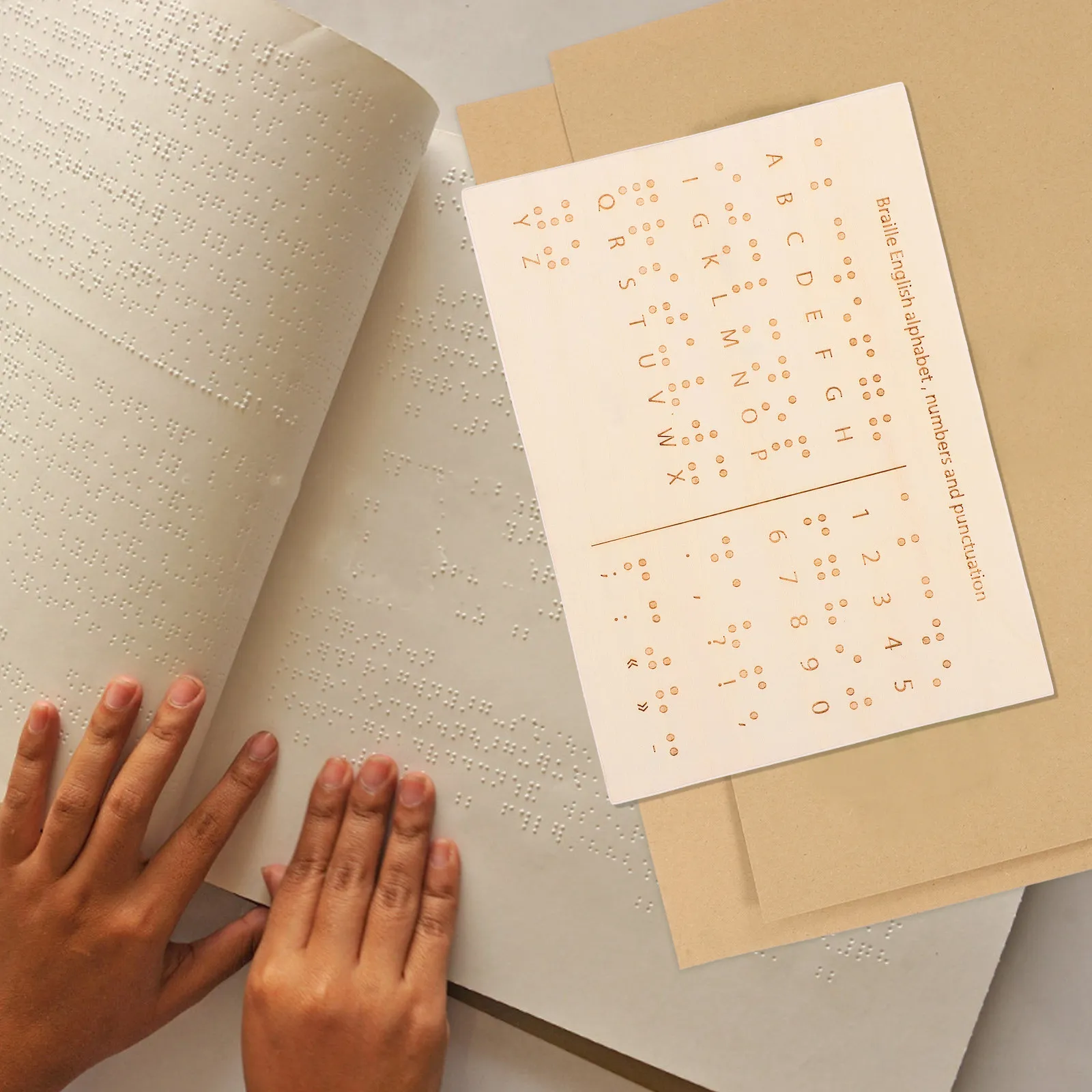 Wood Braille Letter Number Board Blind People Learning Teaching Essential Braille Education Tool Portable Durable Wooden