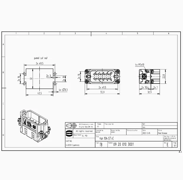 1 قطعة 09200103001 ألمانيا هاردينج موصل الثقيلة هان 10A 10 دبوس ذكر