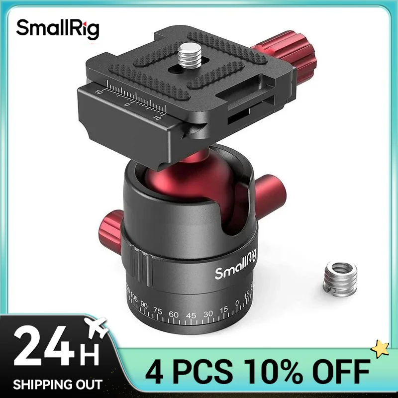 SmallRig Tripod Ball Head 360 Degree Rotating Panoramic Ballhead with 1/4 inch Quick Shoe Plate for Tripod DSLR Camera 3034