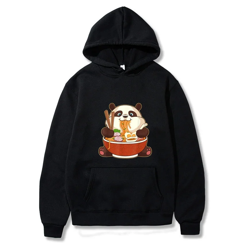 Kawaii Cute Anime Panda Otaku Ramen Graphic Men's and Women's Long-sleeved Hoodie Casual Pullover Y2k Couple Clothes