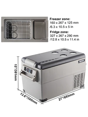 VEVOR 35L 45L Car Refrigerator Mini Fridge Freezer Portable Compressor Cooler 12/24V DC 110-240V Ice Box for Camping