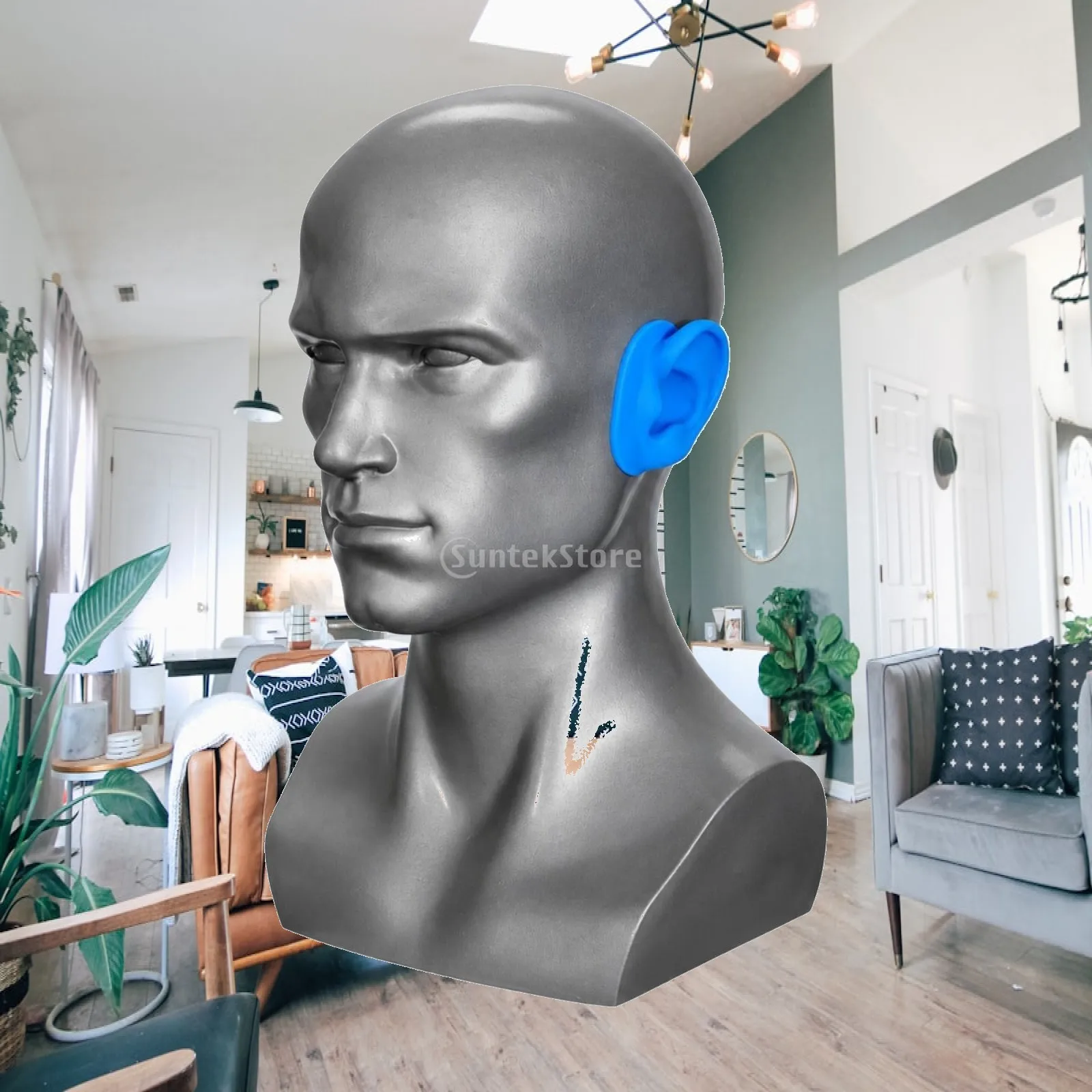 Silicone Head-and-Shoulders Mannequin Stable Headphone Testing Mannequin Realistic Manikin Head Bust Life-Size Non-Slip