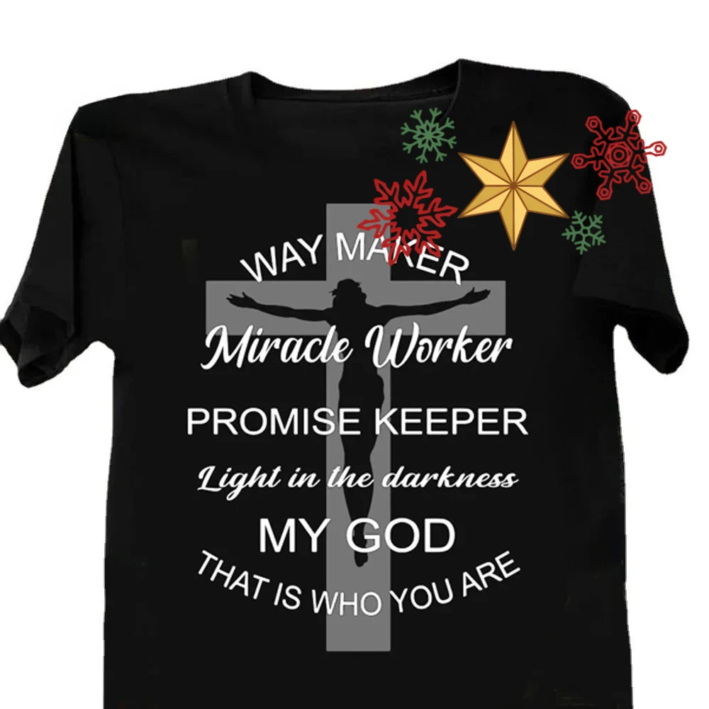 Criador de Caminhos, Feitor de Milagres, Fulminador de Promessas. Camiseta Jesus Christian 100% algodão, gola redonda, manga curta, casual, masculina, tamanho S-3XL