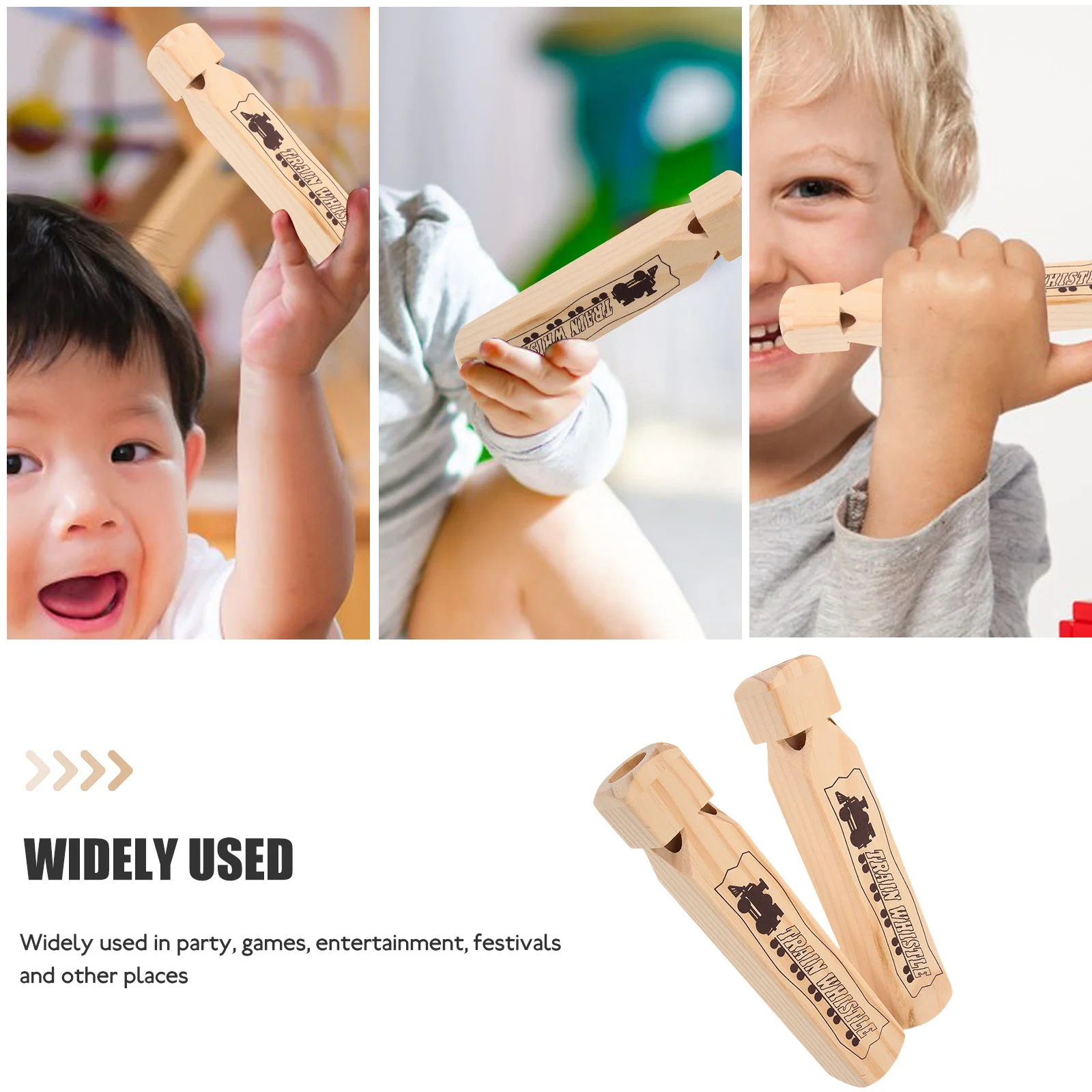 

2Pcs Wood Whistle for Kids Baby Wind Instruments Creative Toy Durable Safe Environmental Friendly Party Festival Gift