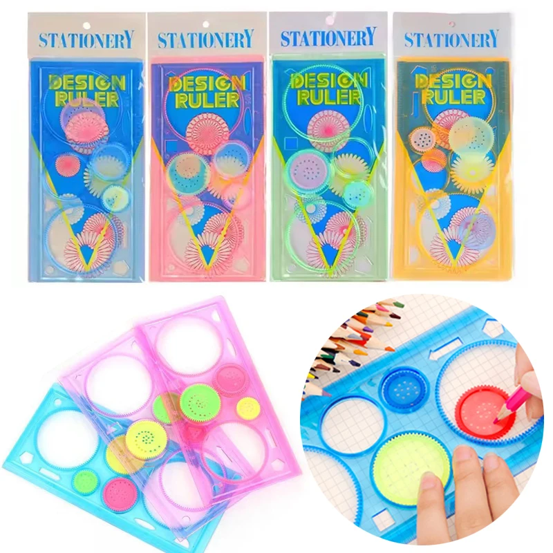 4PCS Multifunctional Plastic Spirograph Design Ruler Set Geometric Drawing Stencils Scrapbooking Crafting Doodle Stationery ZYF