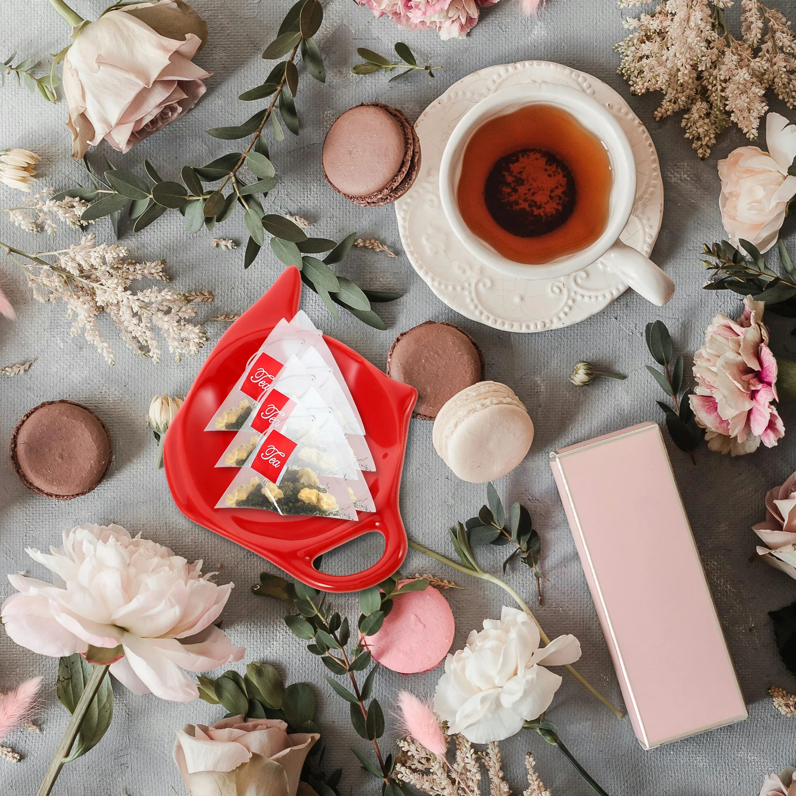 

2Pcs Ceramic Teabag Holder Lightweight Exquisite Workmanship Tea Container for Cabinet Storage Tea Storage Holder