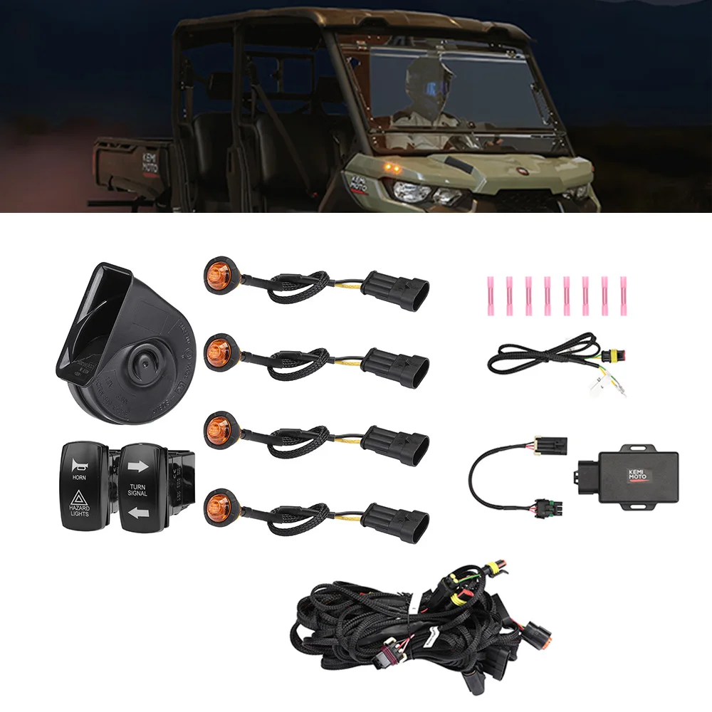 

Комплект указателей поворота с звуковым сигналом UTV 110 дБ и самовыпускающимся указателем поворота для Can-Am Defender MAX HD 5/7/8/9/10 2020+