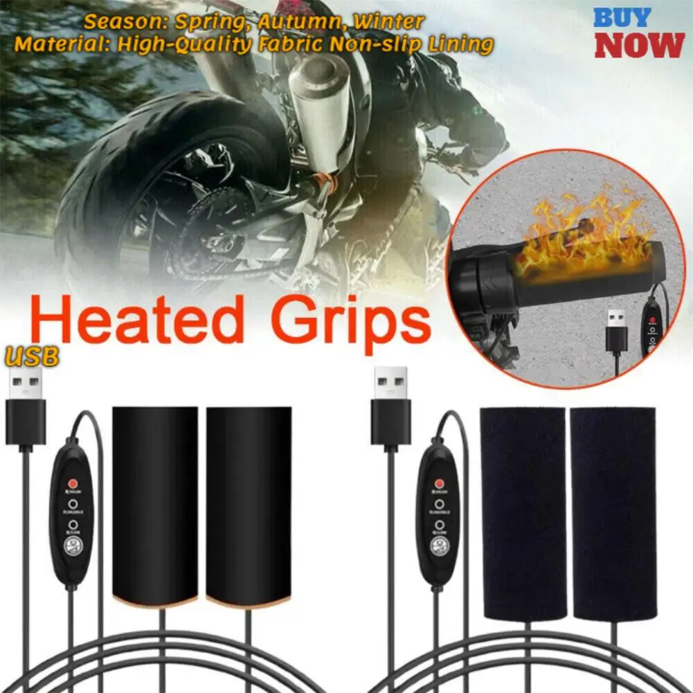 New USB Motorcycle Heated Grips Handlebars 3-speed Adjustable Insulated Handlebars Electric Scooter Bicycle Warming Accessories