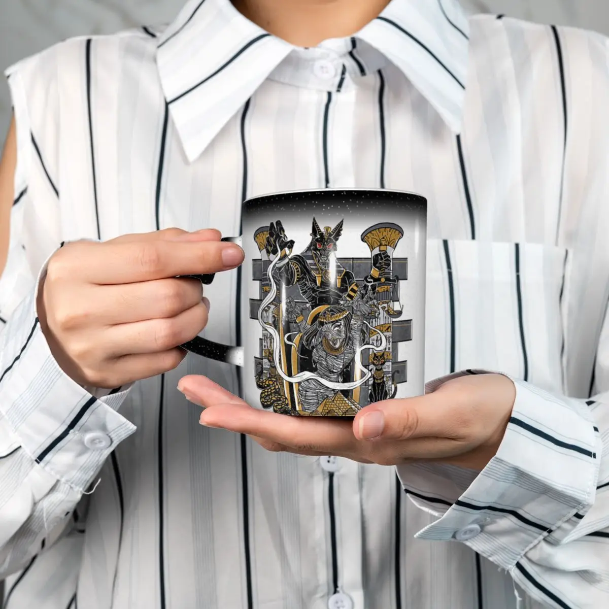 Egyptian Classical Pharaoh Anubis Art Mug Funny Ceramic Coffee Cups Tea Mugs Milk Cup Drinkware Gift for Friends