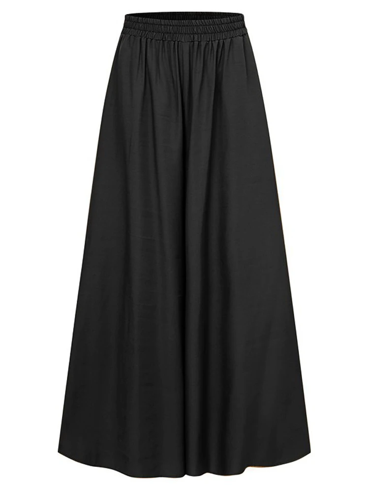 Casual Cool Loose Pants Summer Loose Large Elastic High Waist Trouser Wide Leg Pant Big Swing Beach Skirt Women\'s Chiffon Pants