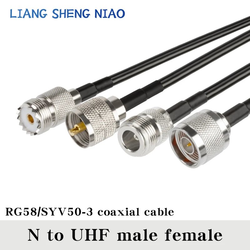 Kabel koaksial RG58 UHF PL259 pria KE N Pria Wanita konektor kabel Coax kabel UHF ke N ke UHF jalur kabel pria 0.3M-30M