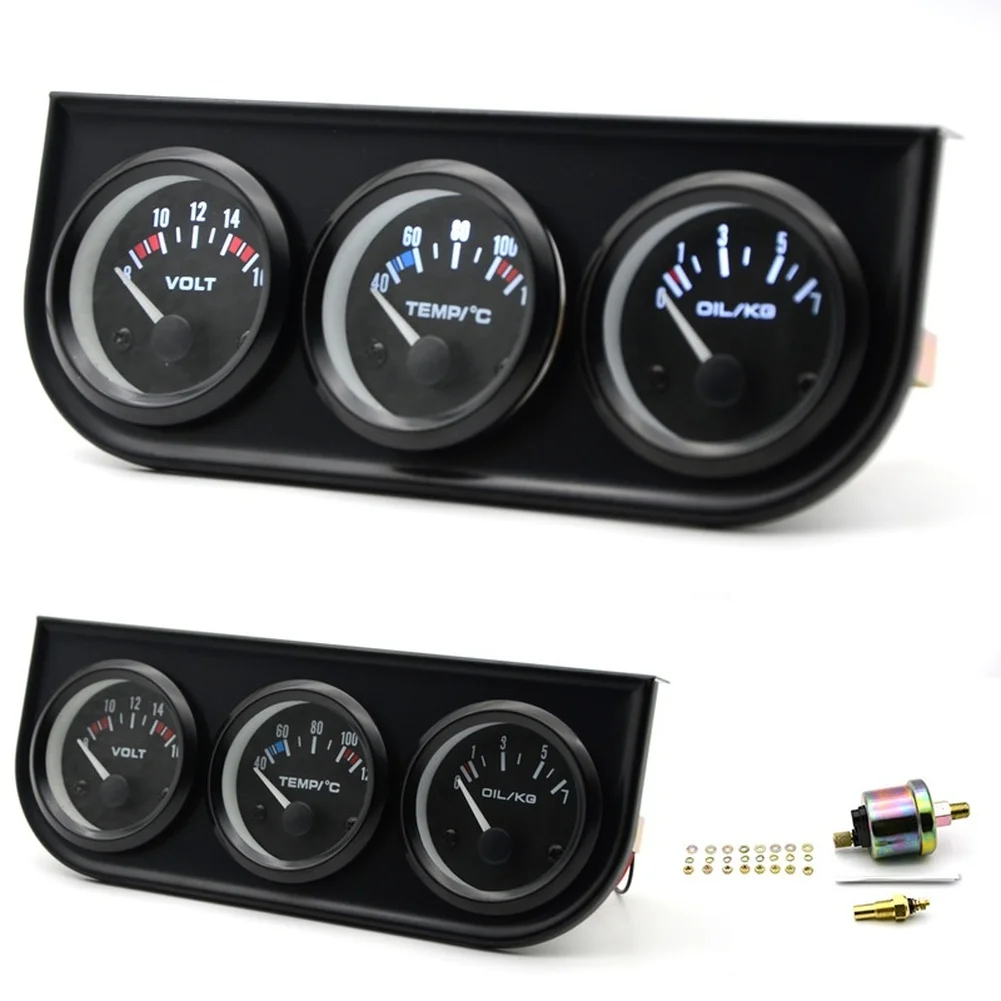Enhanced Vehicle Monitoring 52MM for triple Gauge with Voltage Water Temperature and Oil Pressure Functions LED Screen for