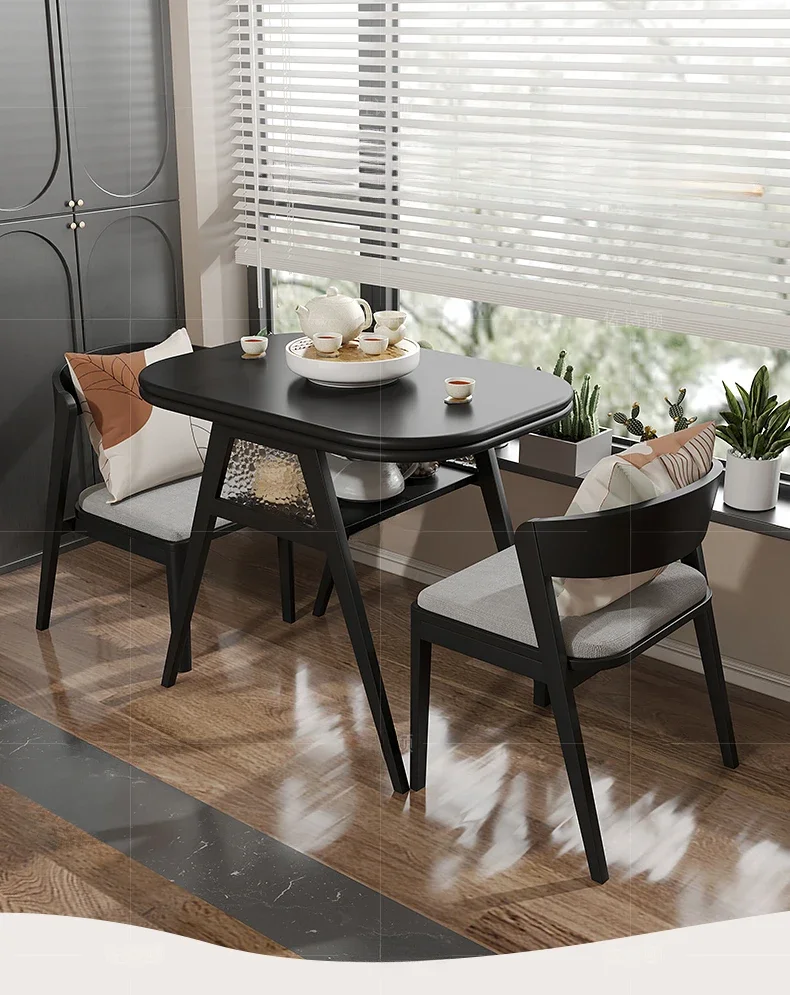 Creative small tea table dining table integrated solid wood balcony table