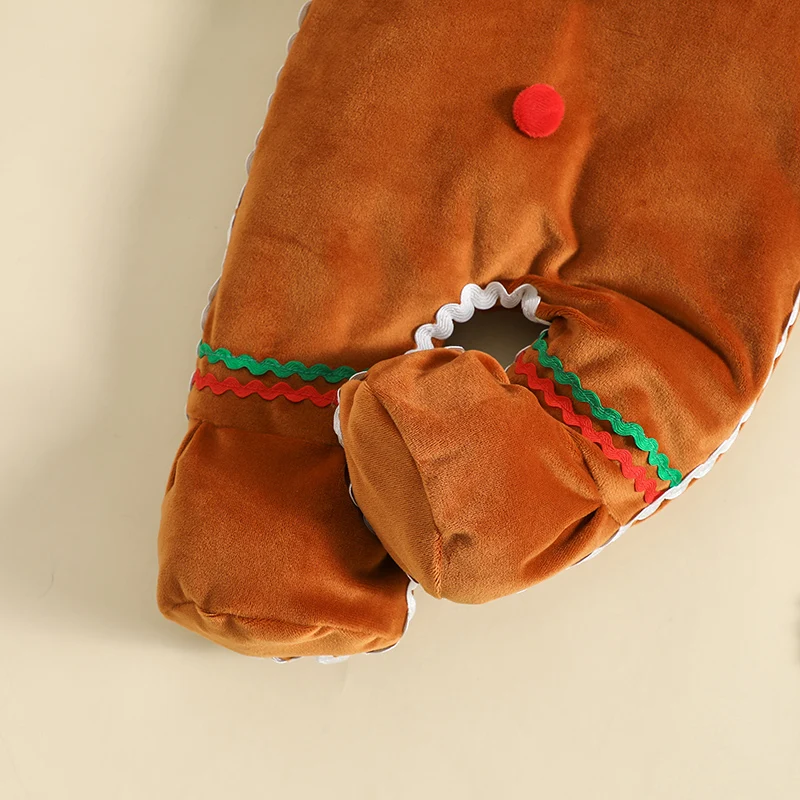 Disfraz de pan de jengibre para bebé, traje de Navidad para niño y niña, pelele con sombrero, bonito traje de Cosplay