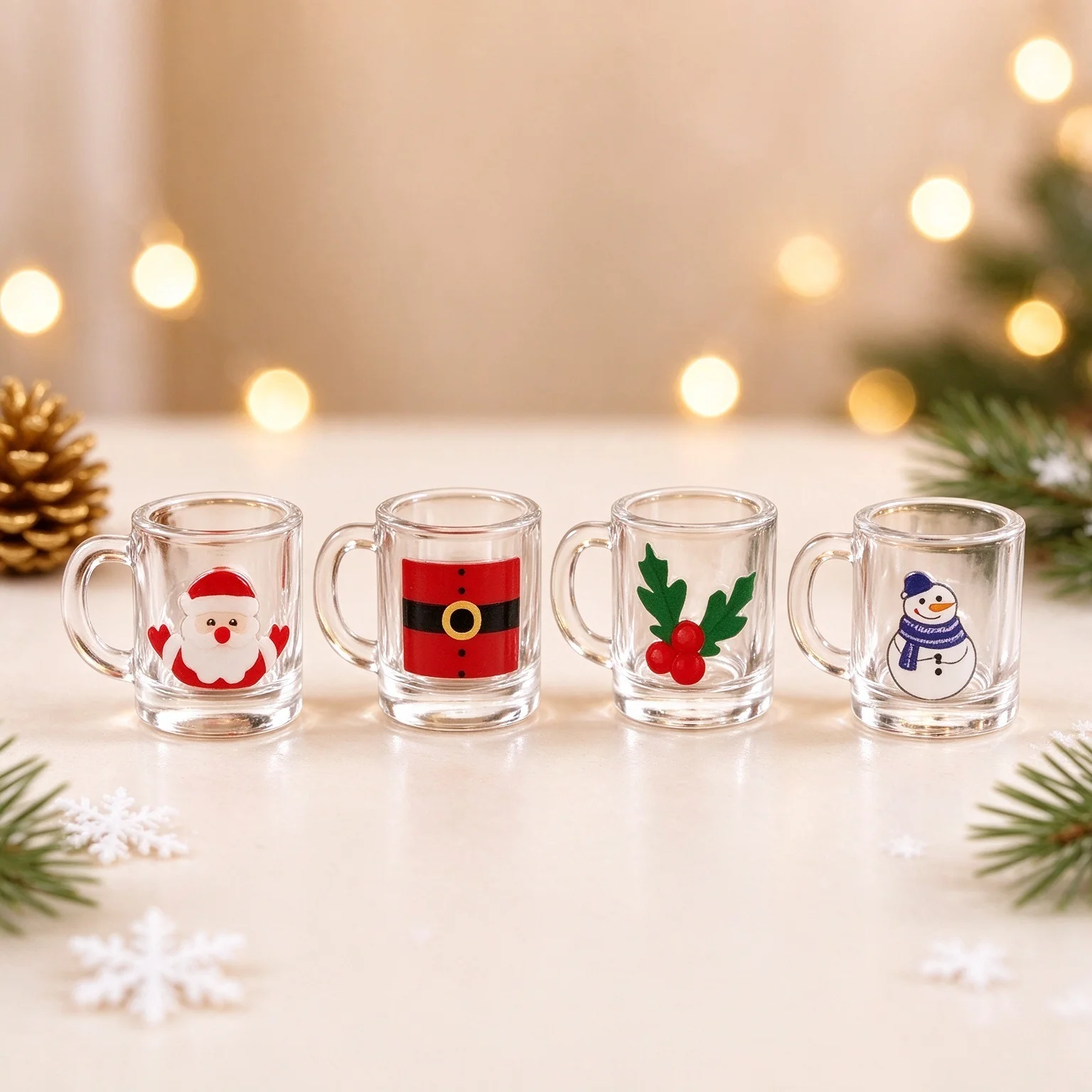 4pcs Simulation 1:12 Dollhouse Furniture Water Cup Red Wine Glass Christmas Style Dollhouse Wine Glass Miniature Transparent